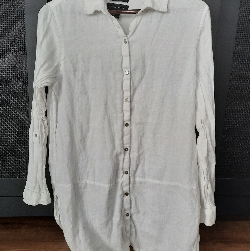 White linen button up